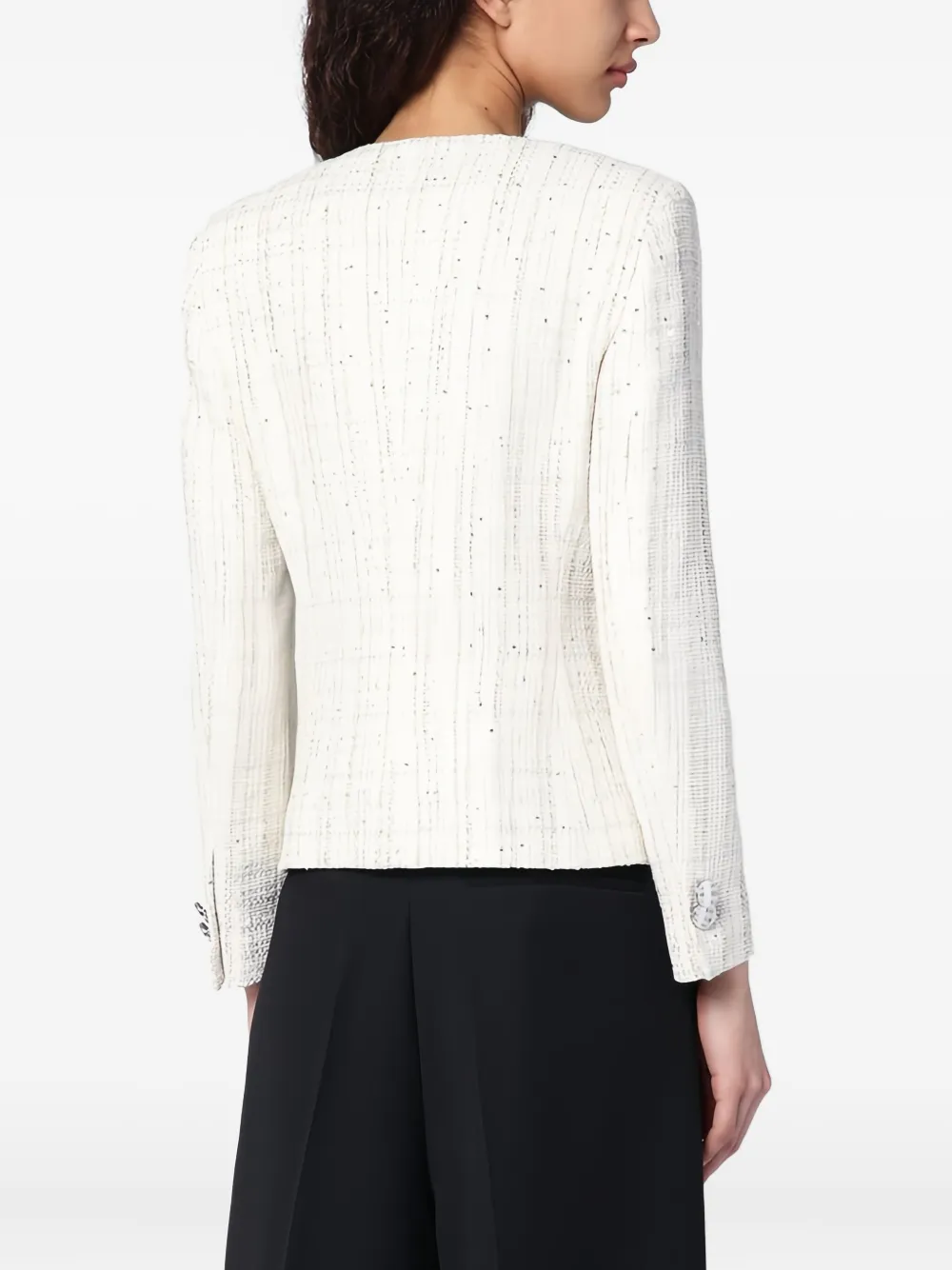 Tagliatore sequin-embellished tweed jacket Beige