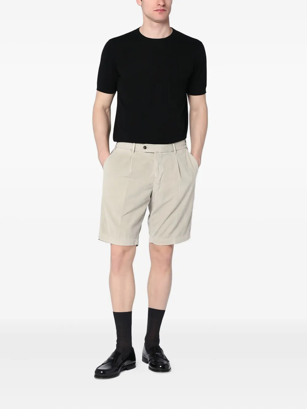 PT Torino Geplooide bermuda shorts Beige