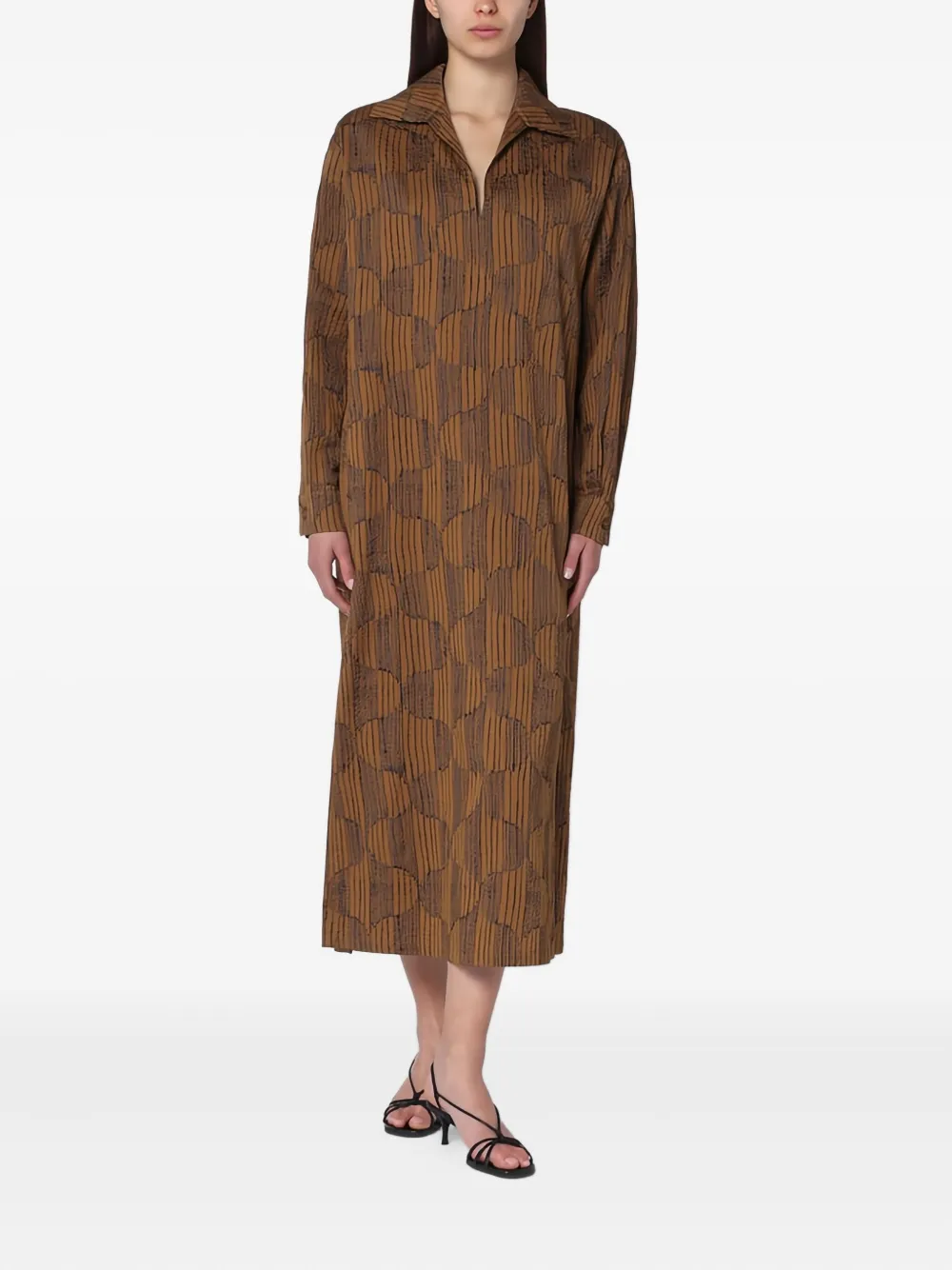 Max Mara Blousejurk met geometrische print Bruin