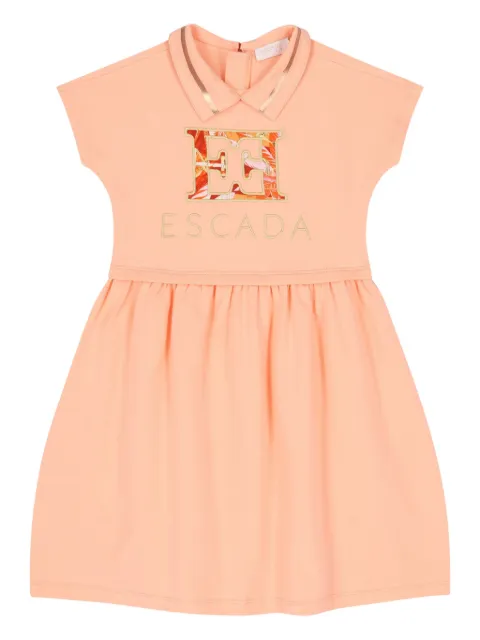 Escada Kids logo-embroidered collared dress