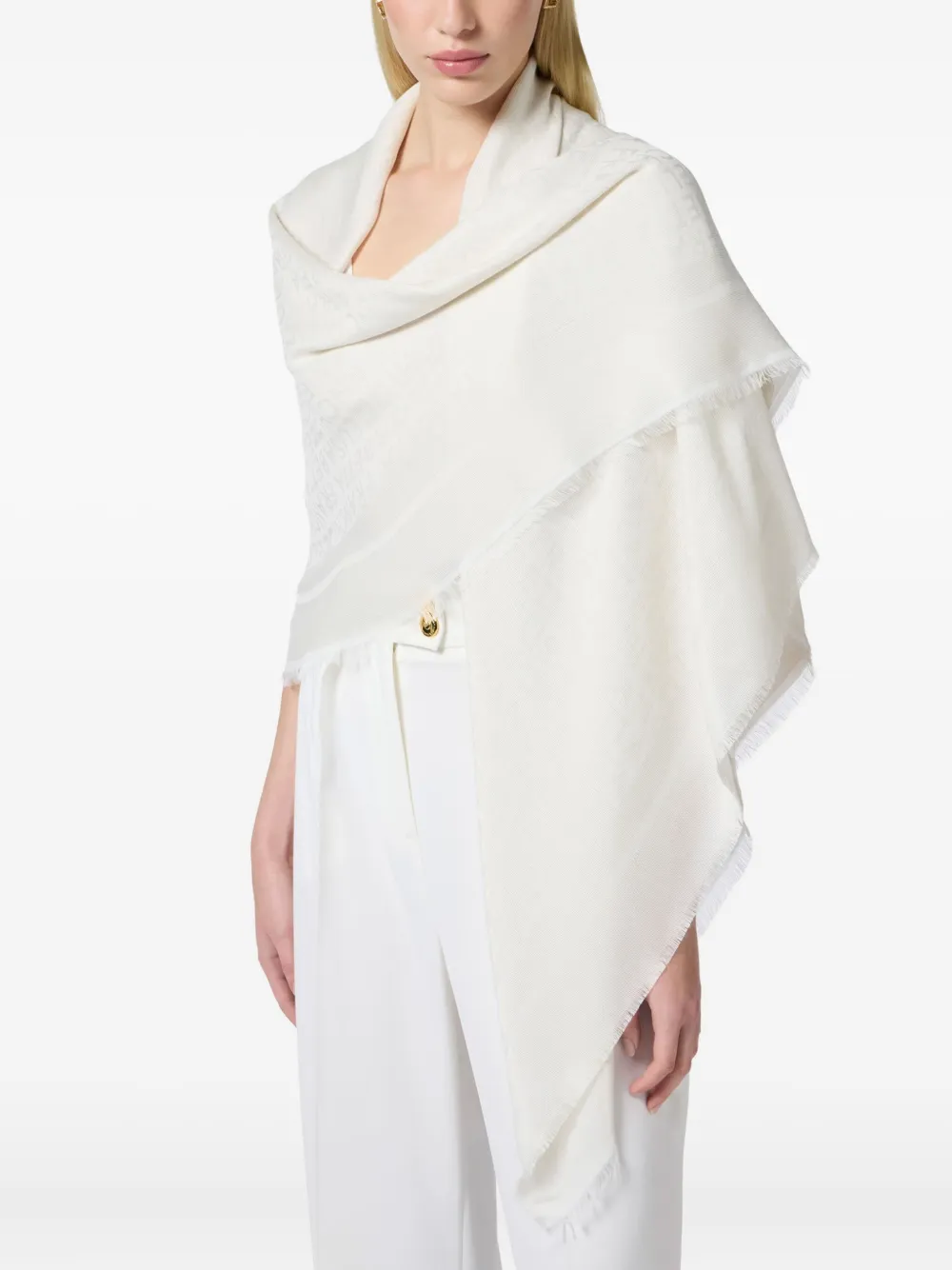 Elisabetta Franchi monogram fringed scarf Wit