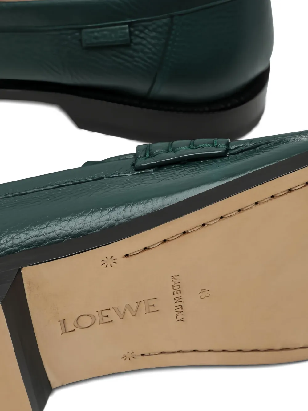 LOEWE Campo leather penny loafers Green