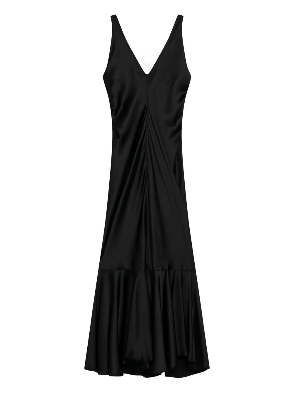 Sportmax Maxi-jurk met ruches en V-hals Zwart