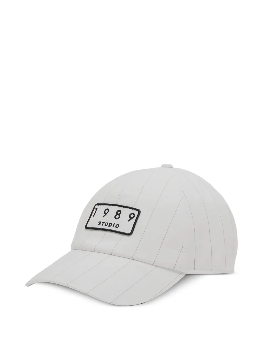 1989 STUDIO Gestreepte katoenen pet met logopatch Wit