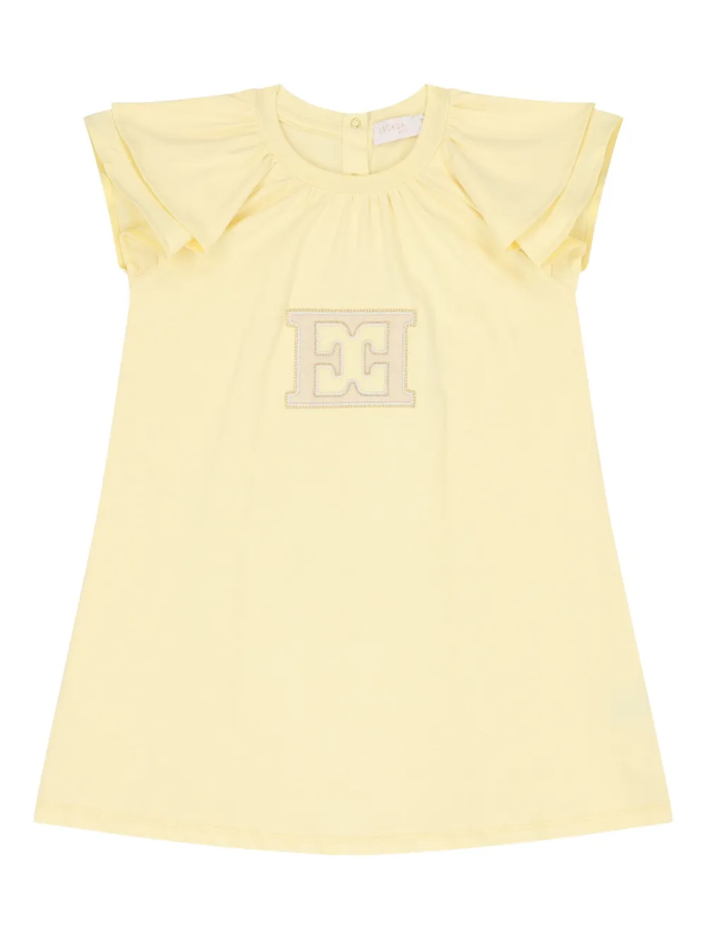 Escada Kids Jurk met ruches en kapmouwen Geel