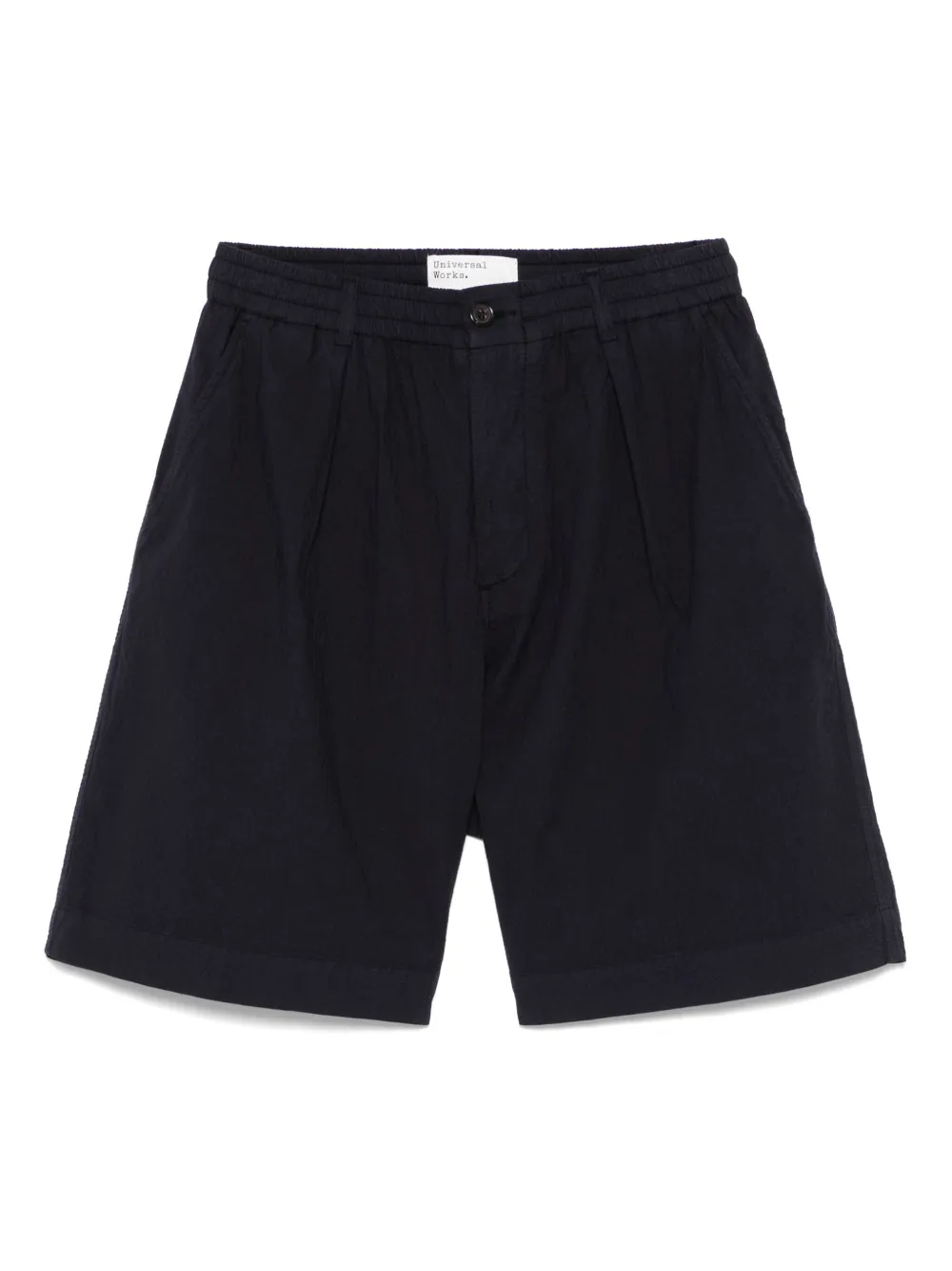 Universal Works seersucker pleated shorts | Blue | Image 1