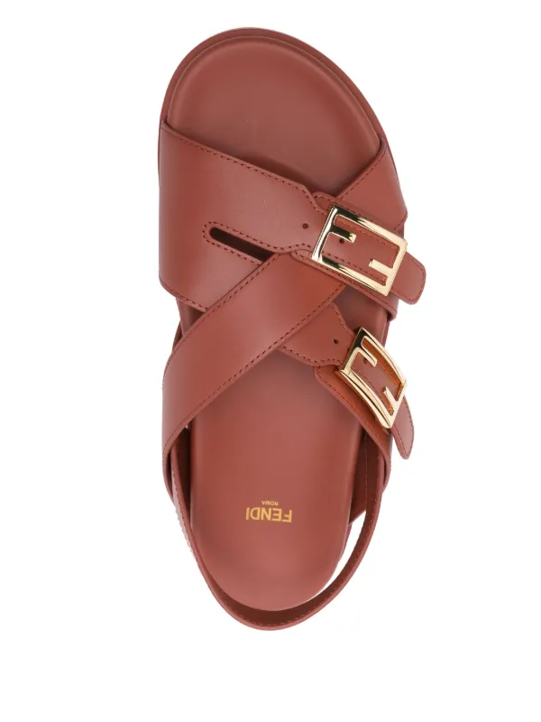 FENDI Leather Sandals | Red | FARFETCH RO