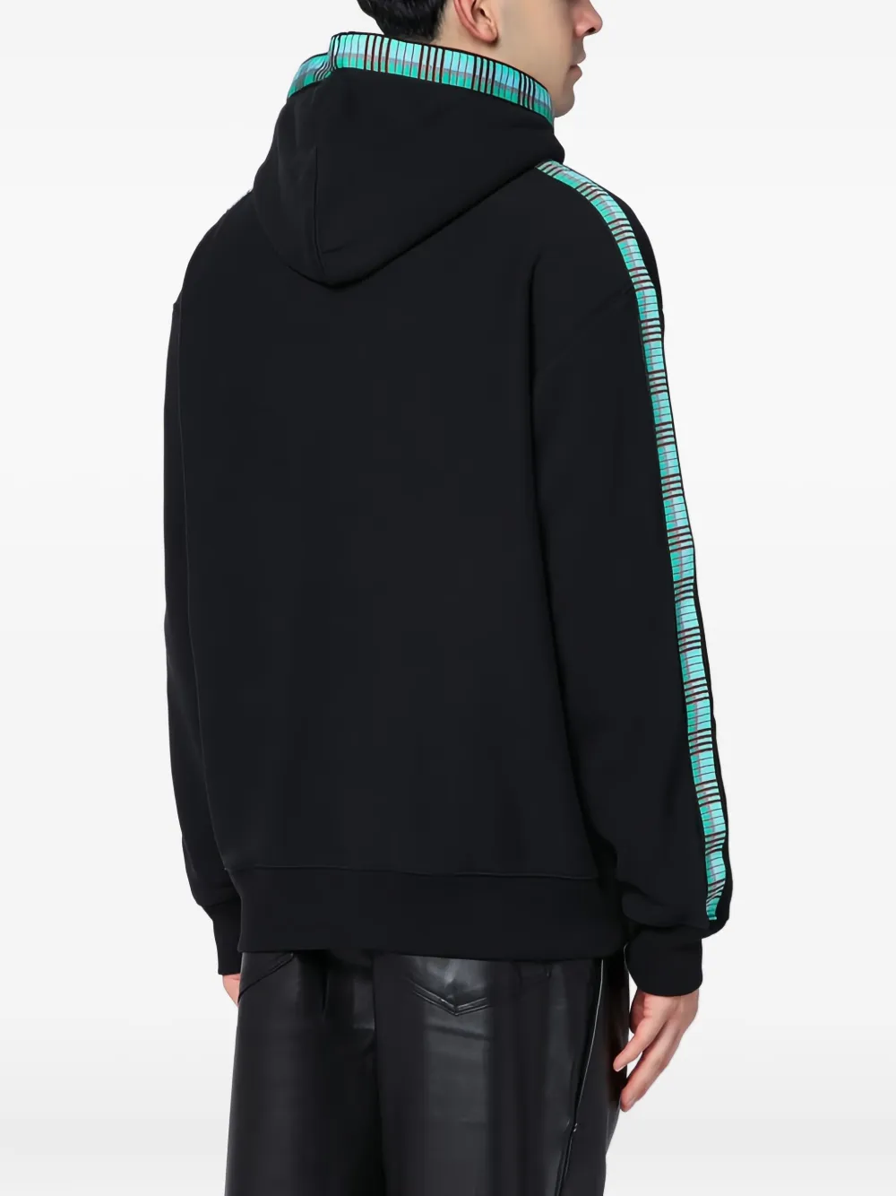 Champion x Angelo Baque plaid-insert hooded sweatshirt Zwart