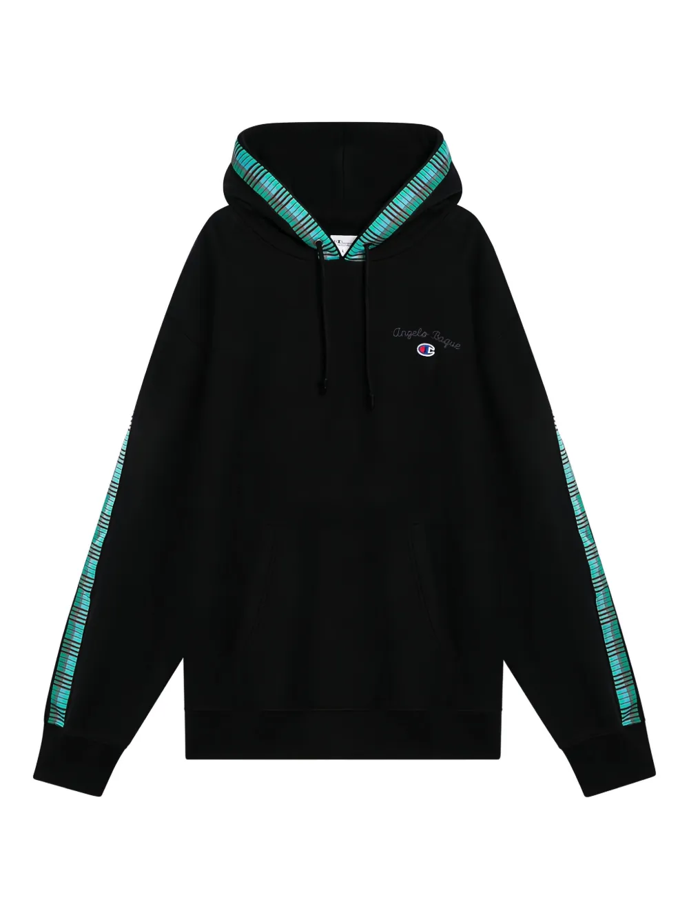 Champion x Angelo Baque plaid-insert hooded sweatshirt Zwart