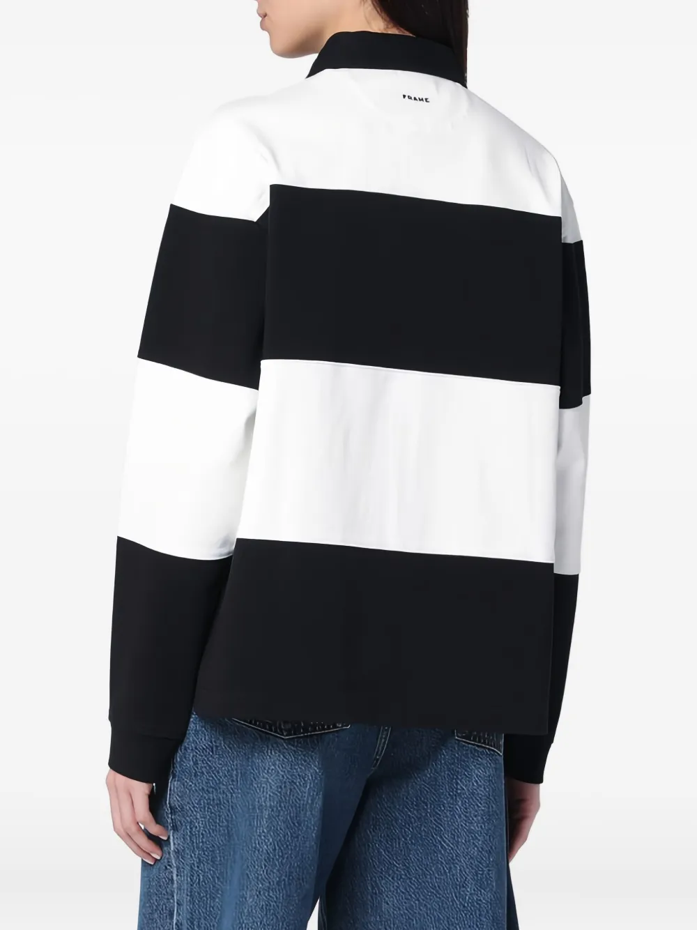 FRAME x Ritz Paris gestreepte rugby polotop Zwart