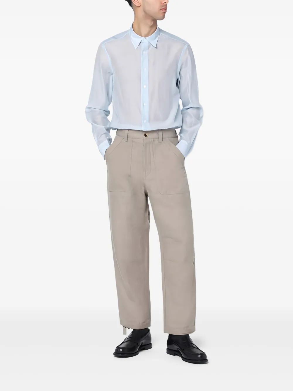 Lardini semi-sheer long-sleeve shirt | Blue | Image 1