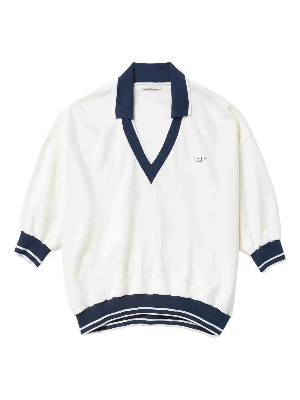 1989 STUDIO V-neck trim sweater | White | Image 1