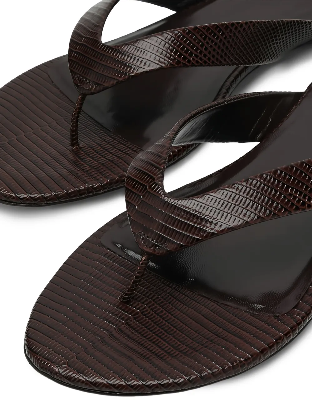 Le Monde Beryl Infradito embossed leather thong sandals Brown
