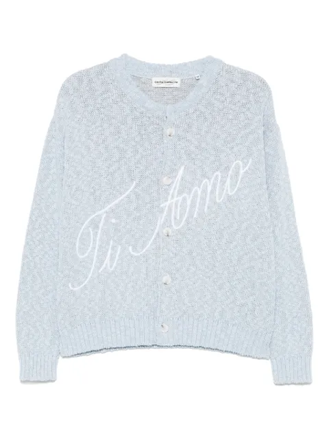 CARNE BOLLENTE slogan-embroidered cardigan