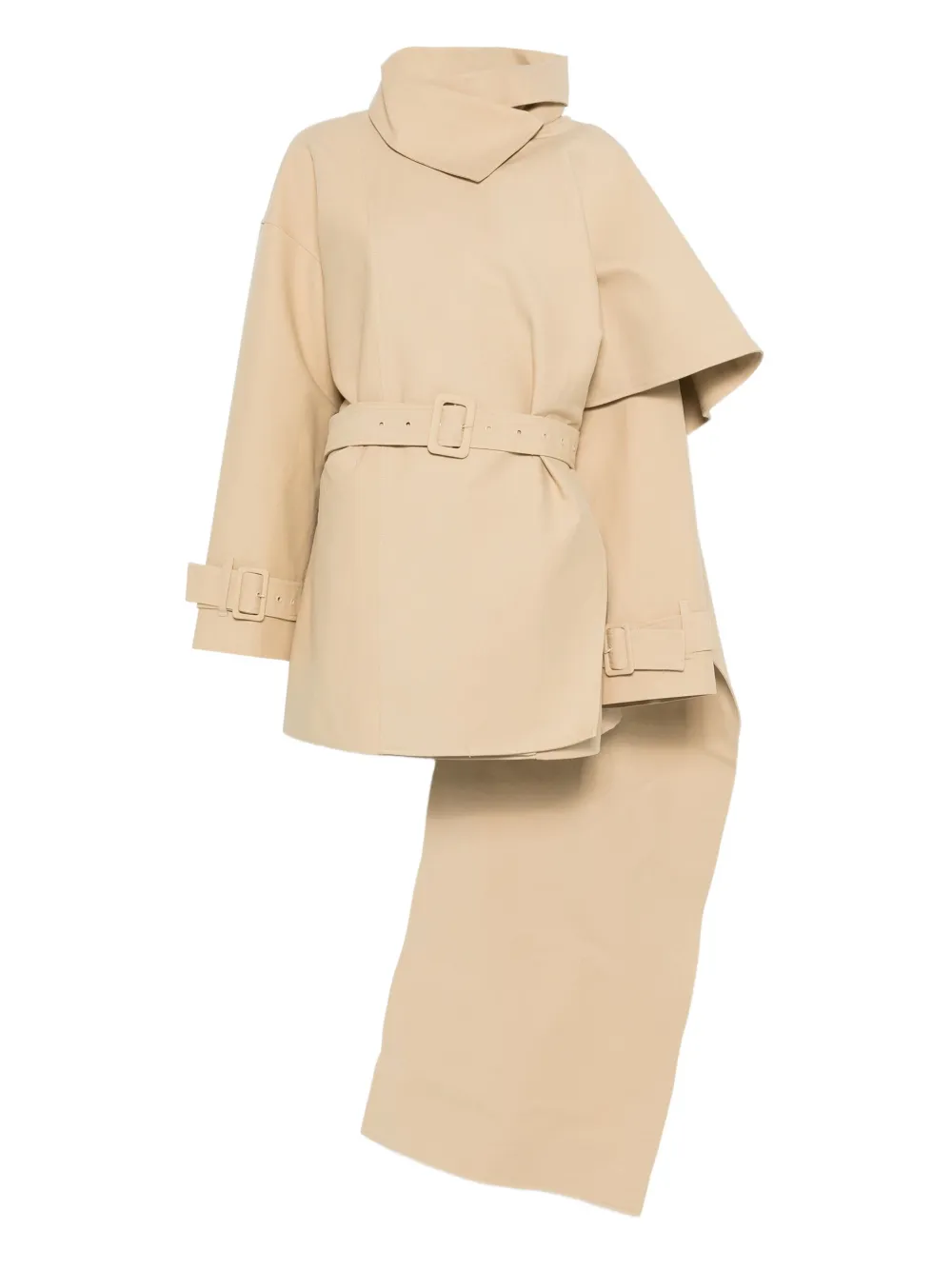Entire Studios Mini Belted Scarf Coat In Neutral