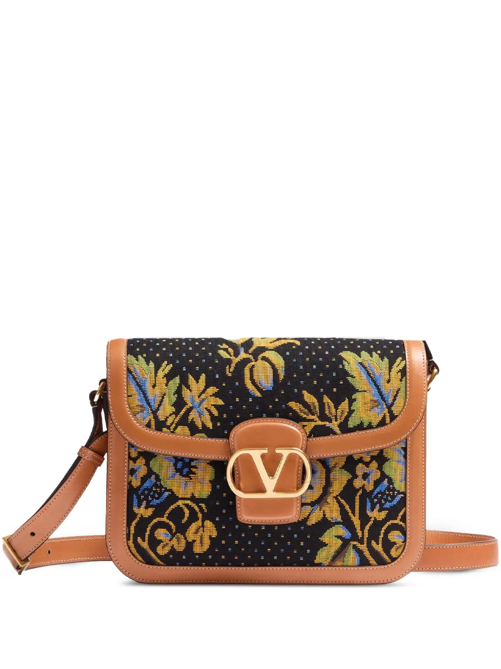 Valentino Garavani Borsa a spalla a fiori - Blu