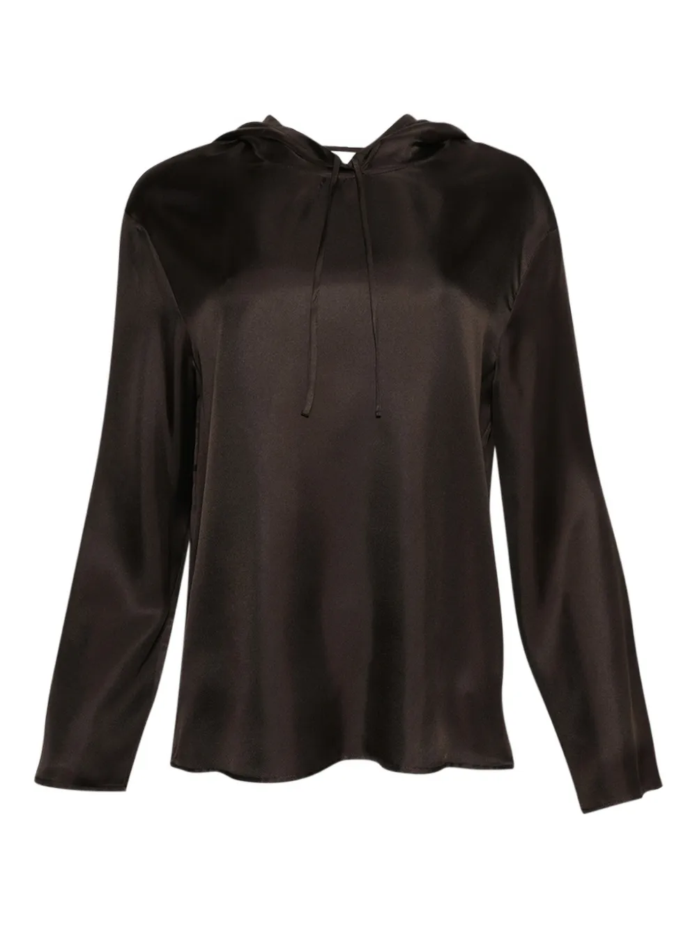 LouLou de Saison hooded satin long-sleeve top - Marrone