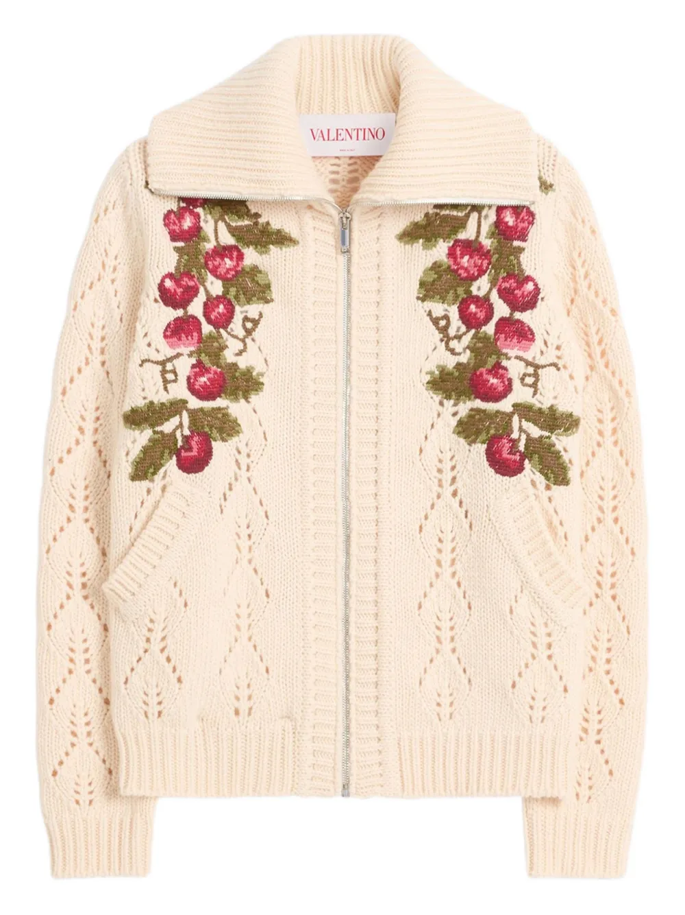 Valentino Garavani cherry-embroidered cardigan | Neutrals | Image 1