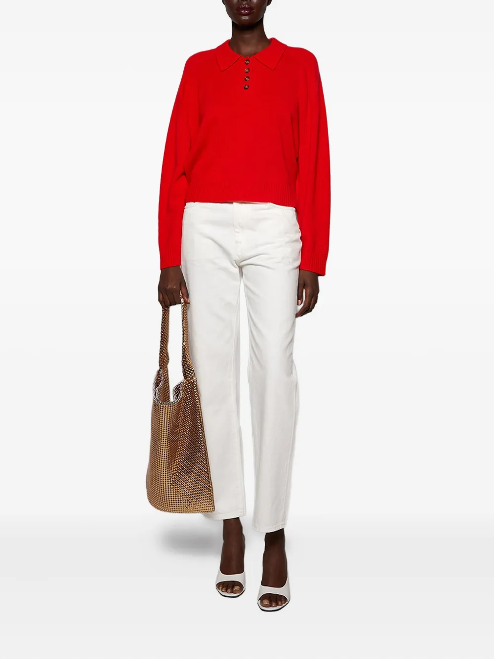 LouLou de Saison Homere buttoned-collar polo tops - Rood
