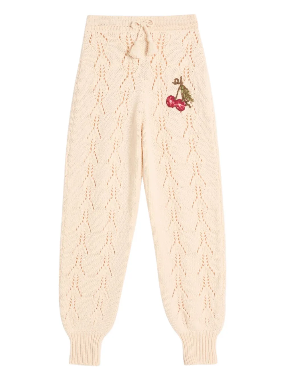Valentino Garavani cherry-embellished knit trousers | Neutrals | Image 1