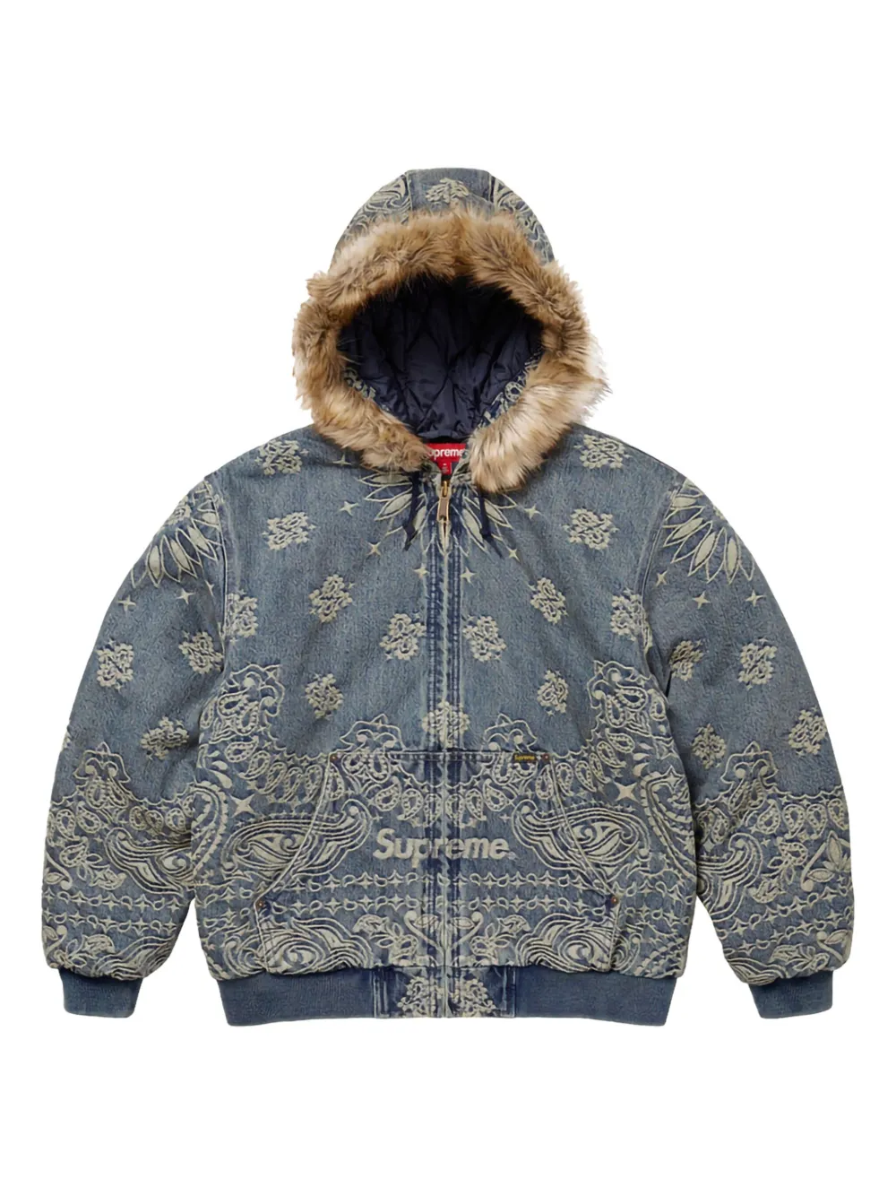 Supreme Denim jack met bandana-jacquard Blauw