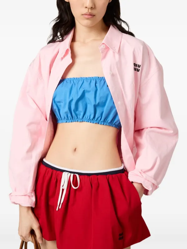 Miu Miu logo-detail Top | Blue | FARFETCH
