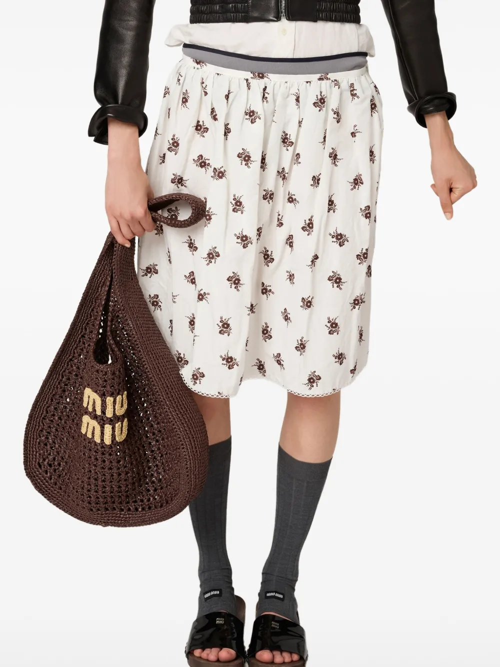 Miu Miu Raffia-effect Woven Shoulder Bag