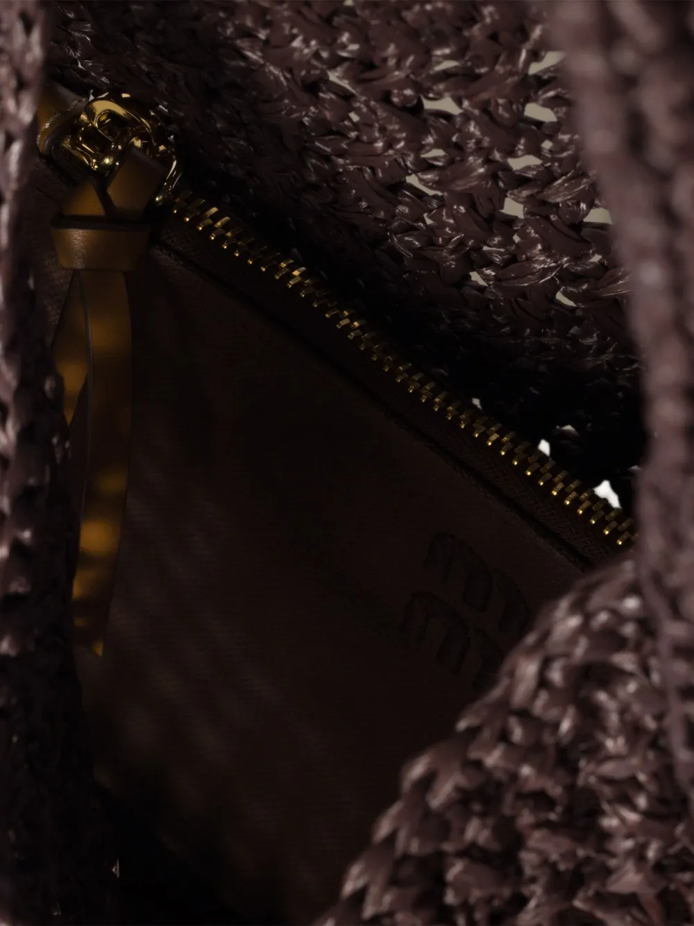 Miu Geweven shopper Bruin