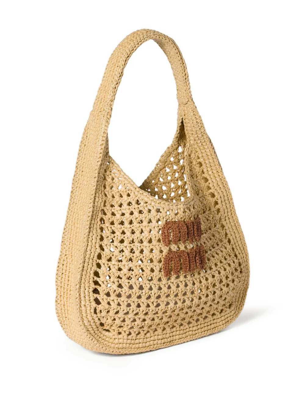Miu Geweven shopper Beige