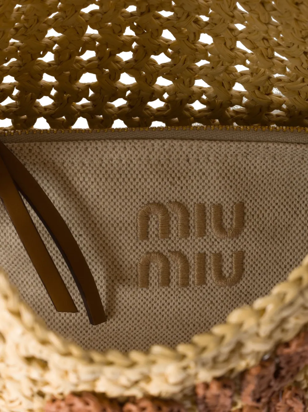 Miu Geweven shopper Beige
