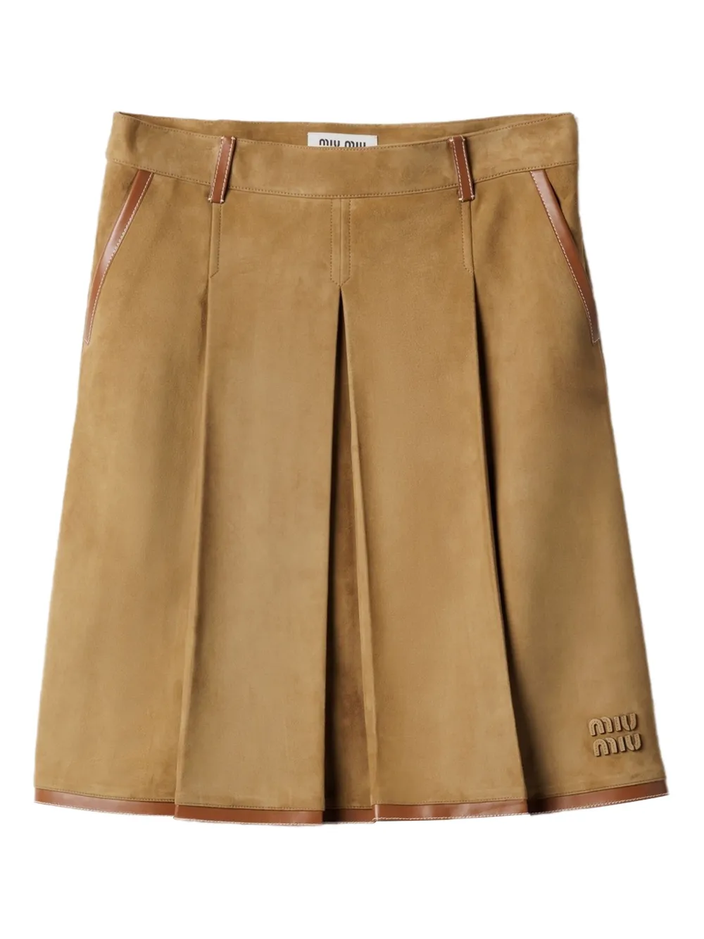 Miu Miu jupe en daim à design plissé | marron | Image 1