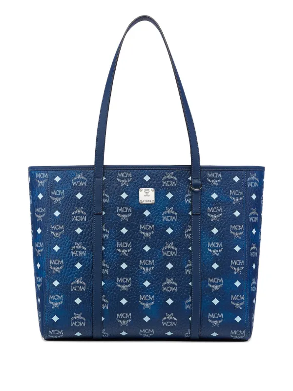MCM Toni Visetos Monogram Canvas top-zip Tote Bag | Blue | FARFETCH