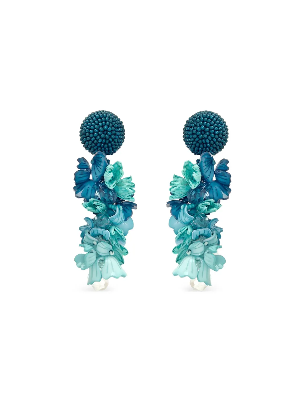 Oscar de la Renta Oorbellen met bloemen - Blauw