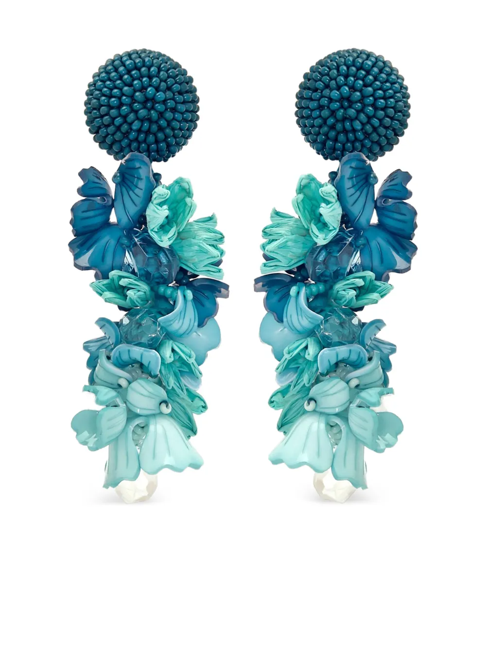 Oscar de la Renta フローラル ピアス - ブルー Oscar de la Renta フローラル ピアス - ブルー
