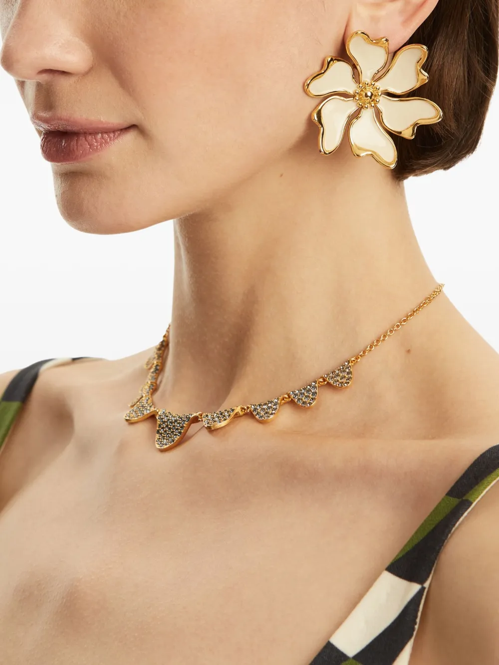 Oscar De La Renta Large Cherry Blossoms Clip-on Earrings