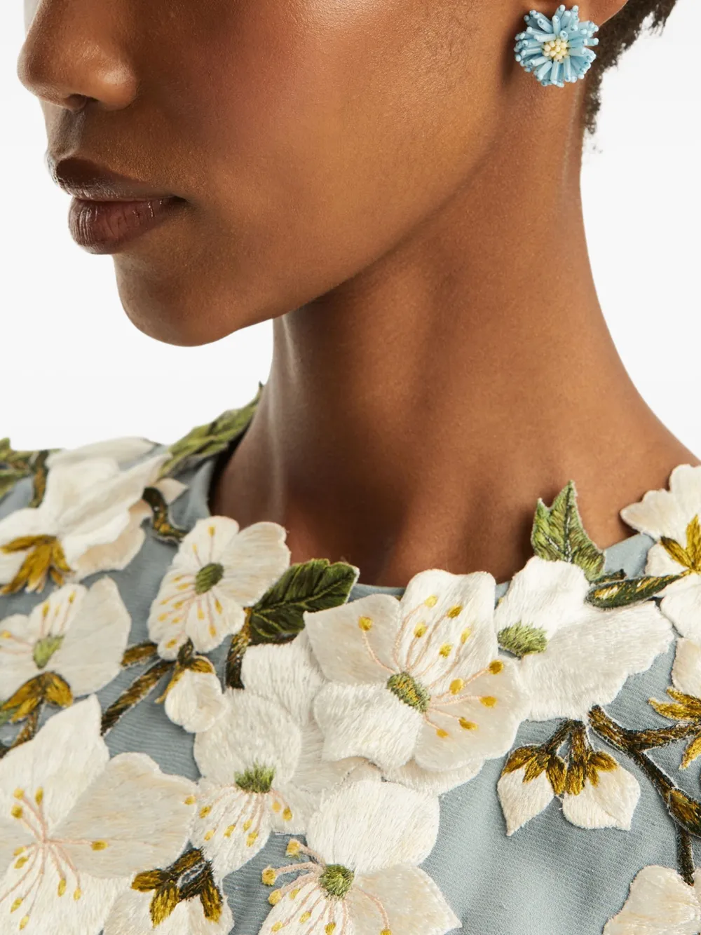 Oscar de la Renta Pompom Flower oorbellen - Blauw