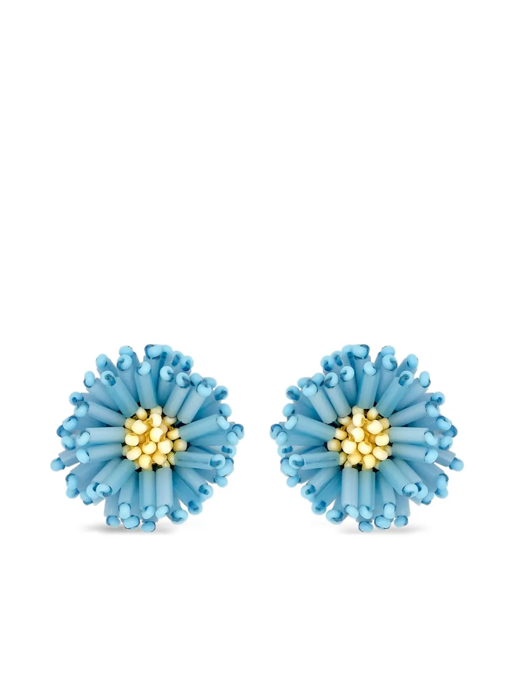 Oscar de la Renta Pompom Flower ピアス - ブルー Oscar de la Renta Pompom Flower ピアス - ブルー
