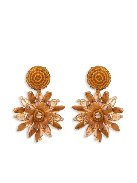 Oscar de la Renta beaded Flower earrings