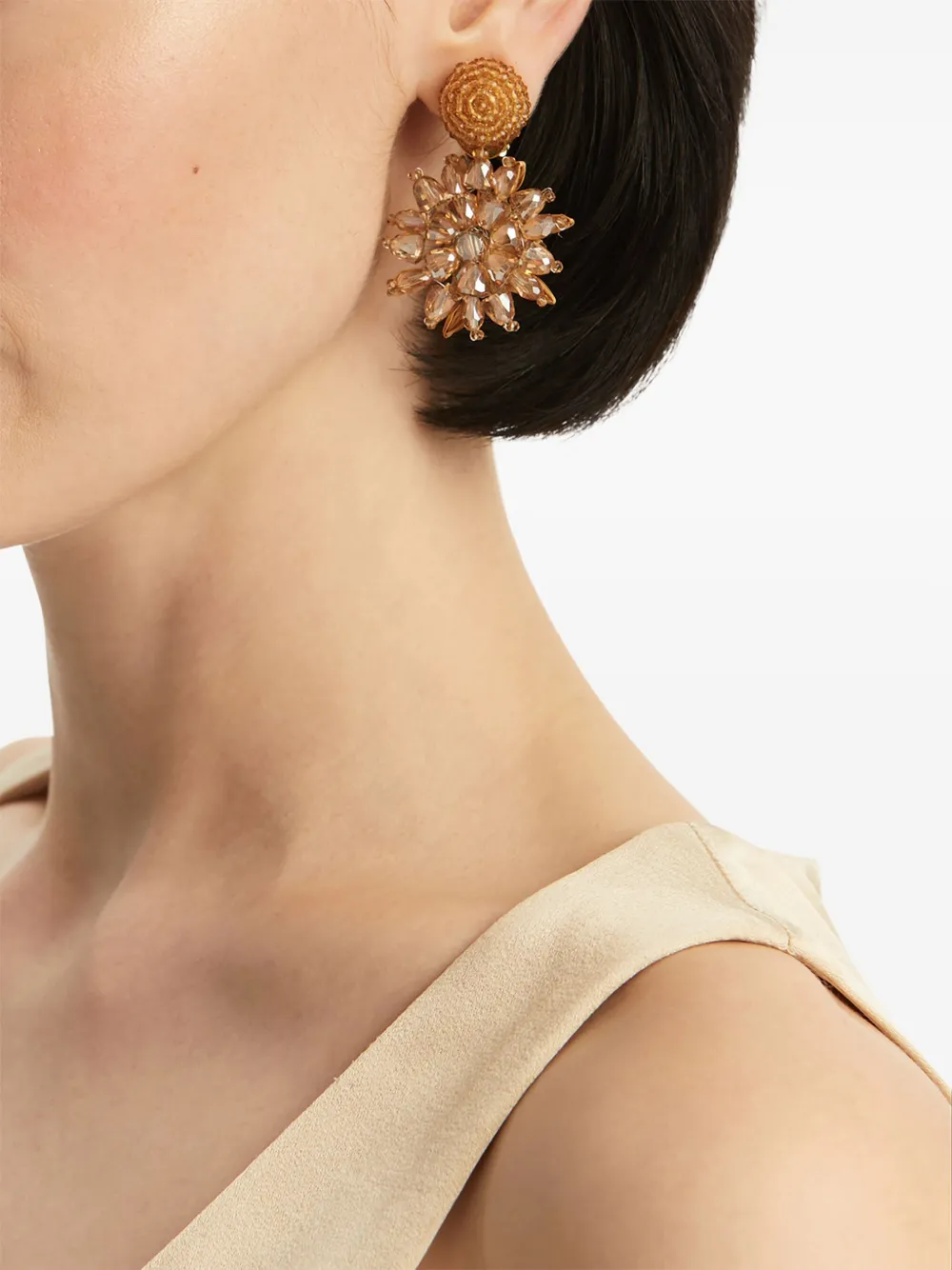 Oscar de la Renta Flower oorbellen met kralen - Goud