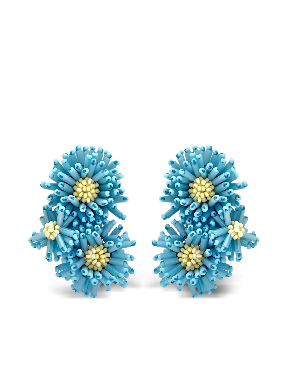 Oscar de la Renta Pompom Flower ピアス - ブルー Oscar de la Renta Pompom Flower ピアス - ブルー