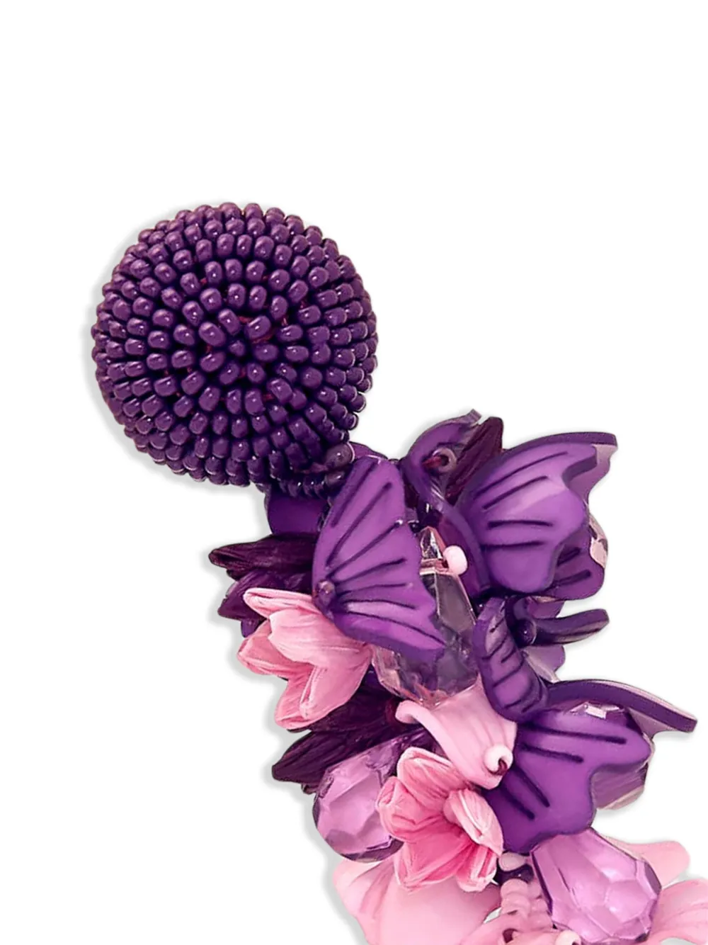 Oscar de la Renta Oorbellen met bloemen - Paars