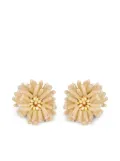 Oscar de la Renta Pompom Flower clip-on earrings - Neutrals