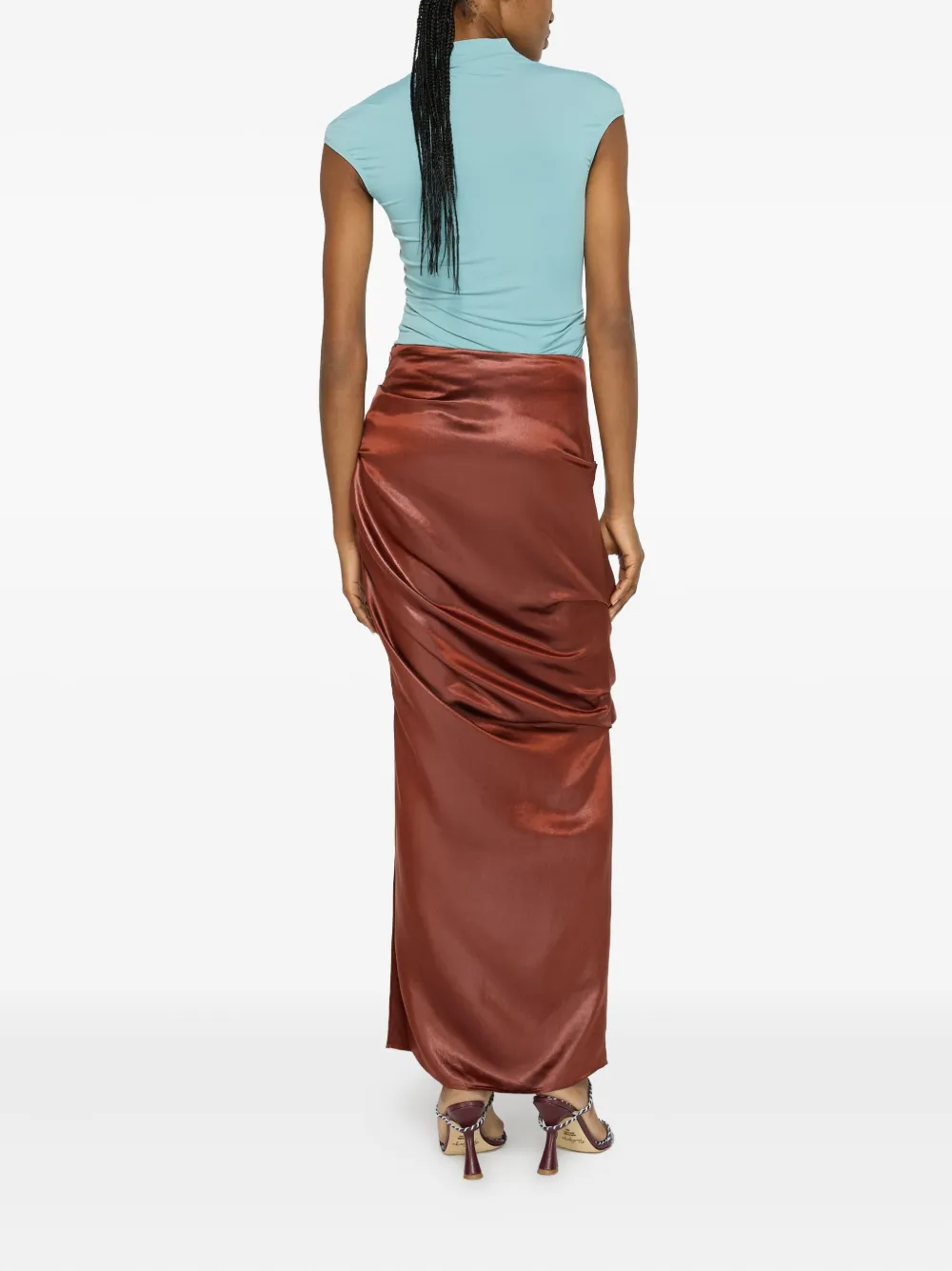 Shop Paris Georgia Liquid Skirt In 褐色