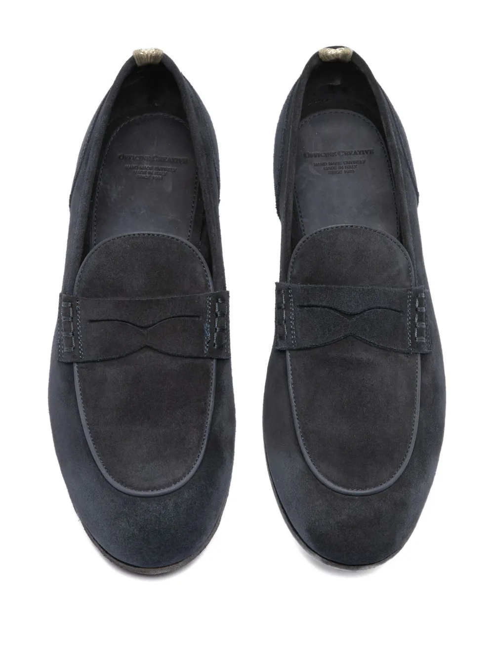 Officine Creative Penny suède loafers met stiksel Blauw