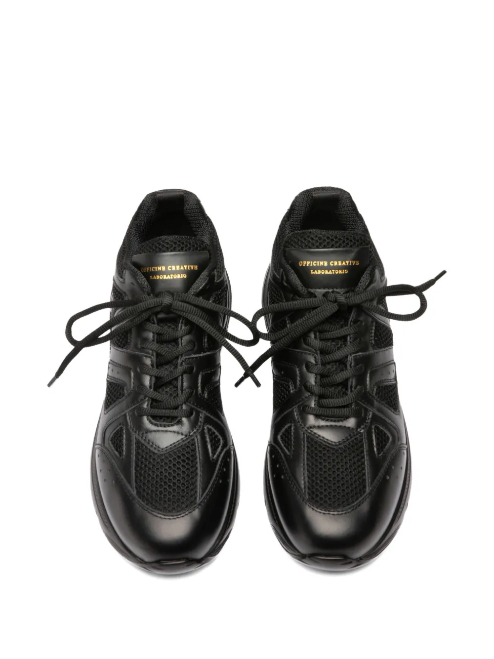 Officine Creative Leren sneakers met mesh Zwart