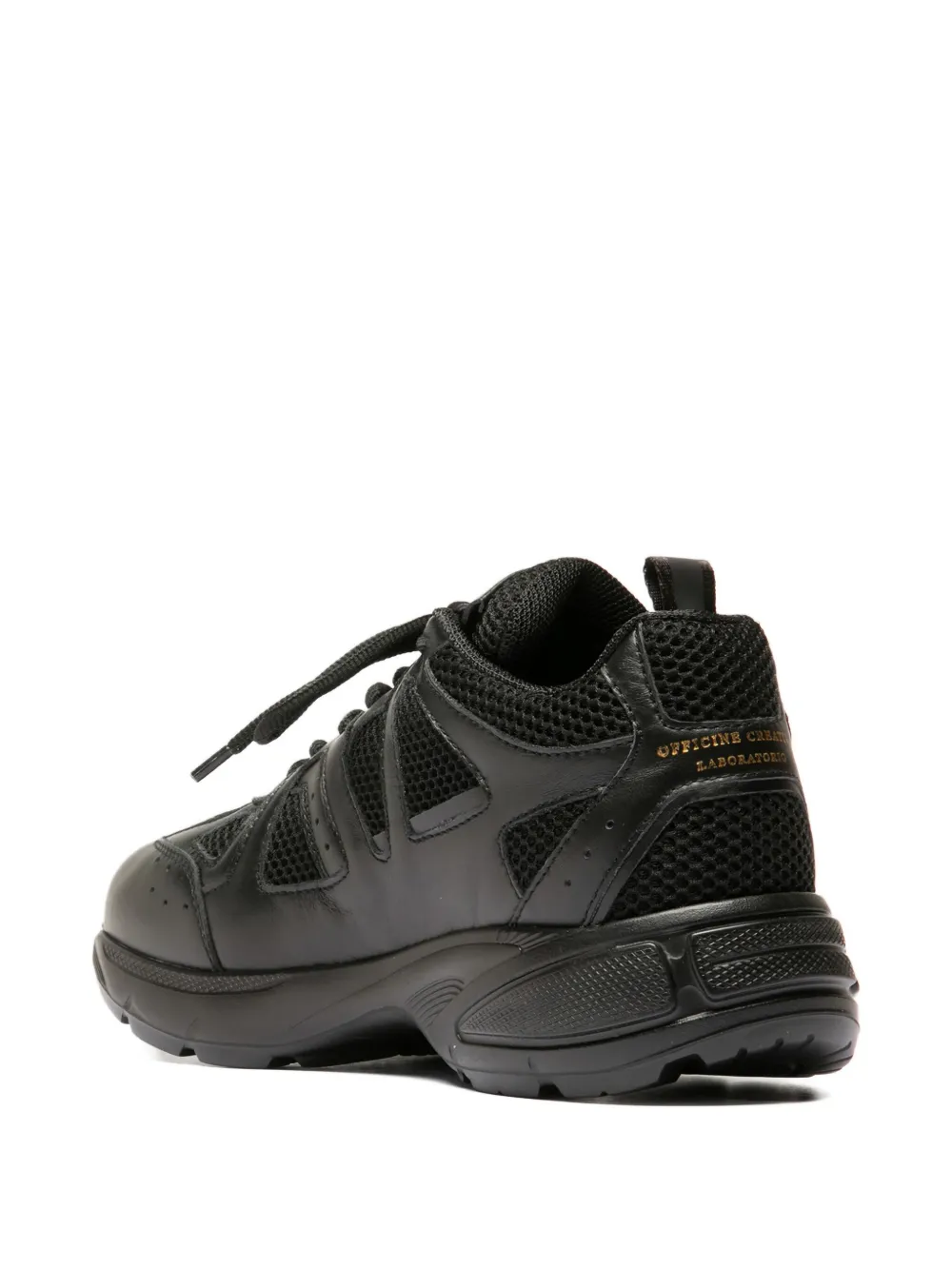Officine Creative Leren sneakers met mesh Zwart