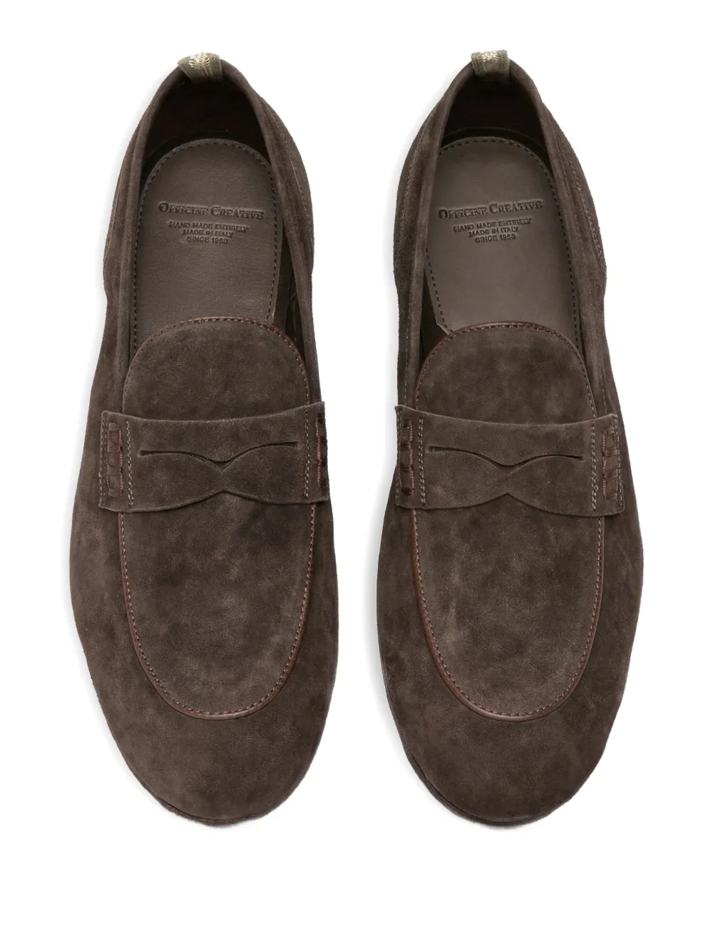 Officine Creative suede penny loafers Brown