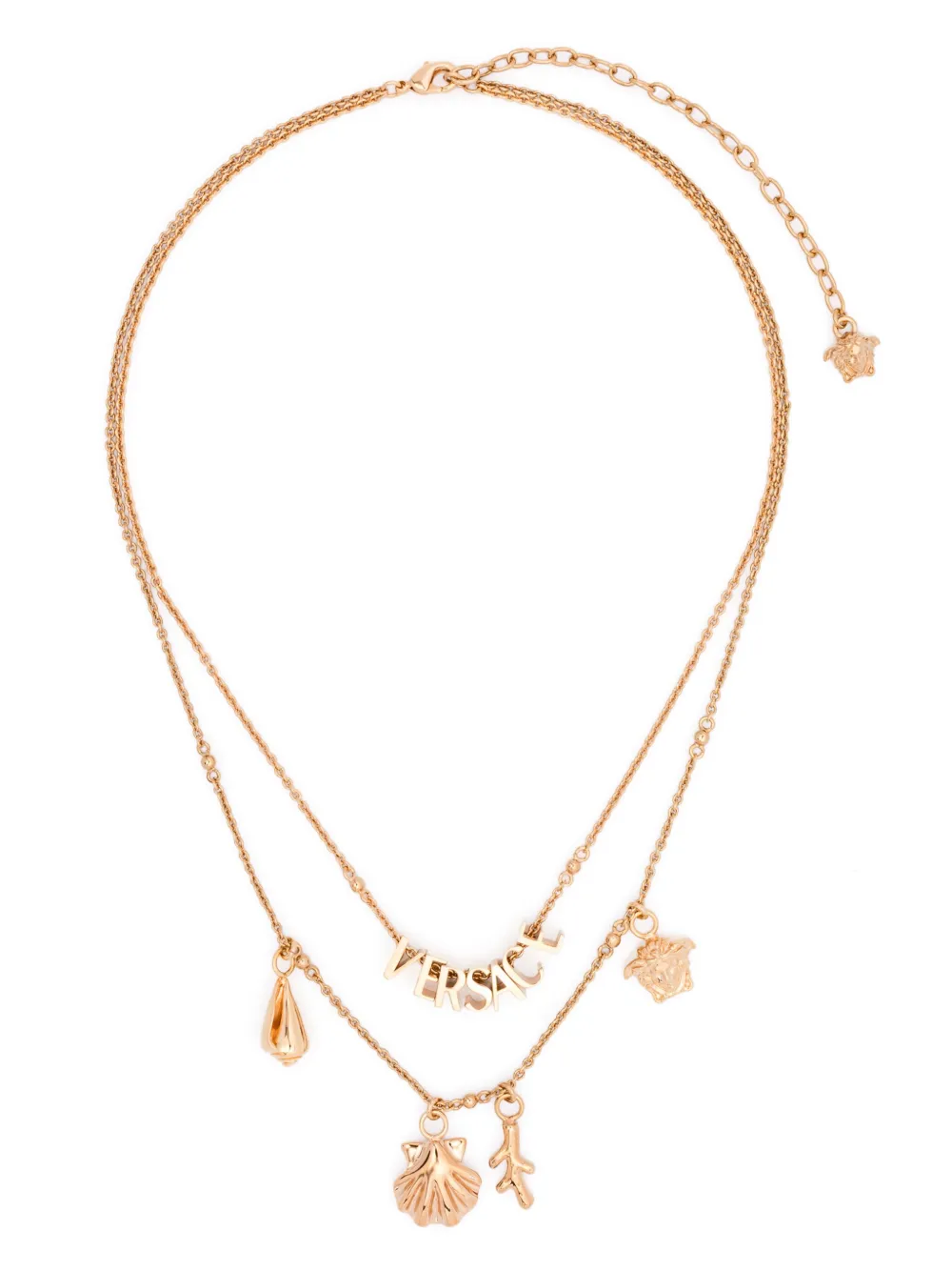 Versace logo-lettering necklace - ゴールドトーン Versace logo-lettering necklace - ゴールドトーン