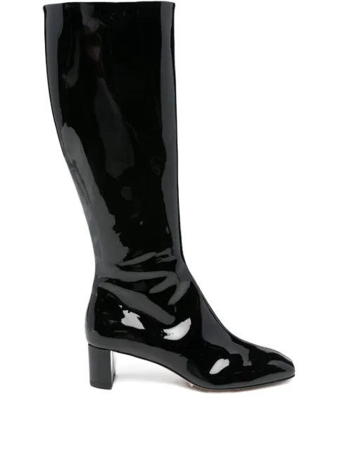 Aeyde 50mm Marty patent calf leather knee-high boots