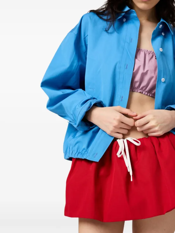 MiuMiu Poplin Miniskirt ポプリン ミニスカート シンプル ロゴ MiuMiu】国内未掲載商品 プリント ポプリン ミニスカート ボトムス